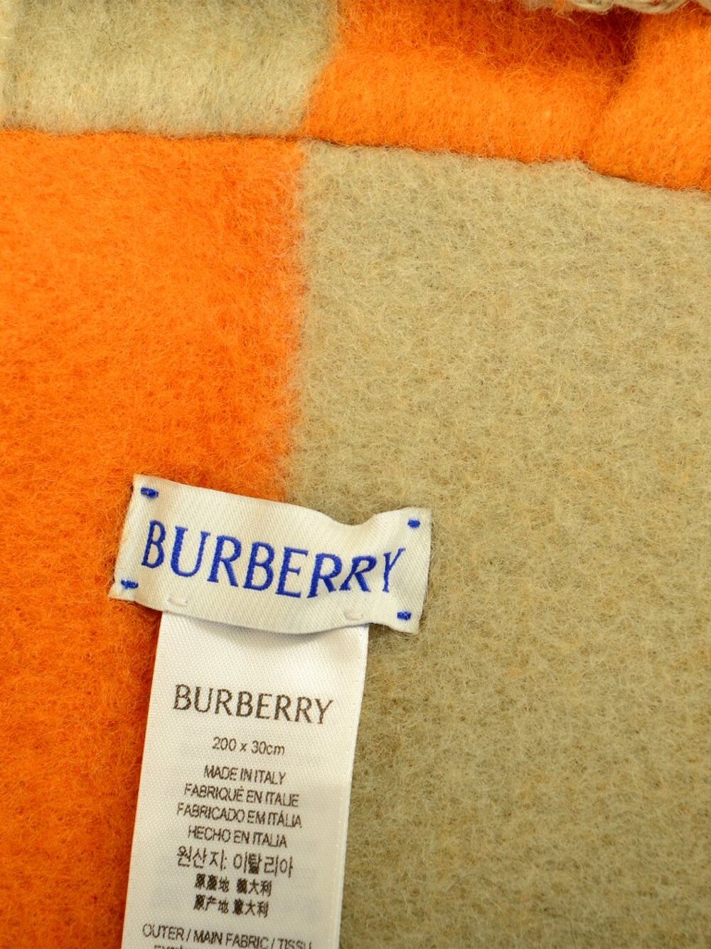 Burberry "MU Split EKD Hooded" Hunter Pumpkin 100% Wool Scarf - Picture 2 of 4